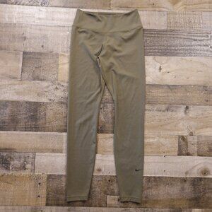Nike One High Waisted Full Length Leggings Women’s Small Olive Green Dri-FIT